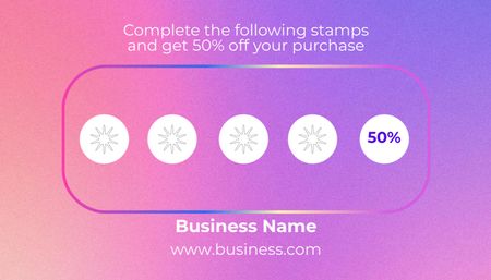 Ontwerpsjabloon van Business Card US van universeel gebruik loyalty program op purple gradient