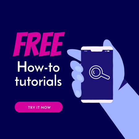 Tutorials blog ad with hand holding Phone Animated Post Design Template