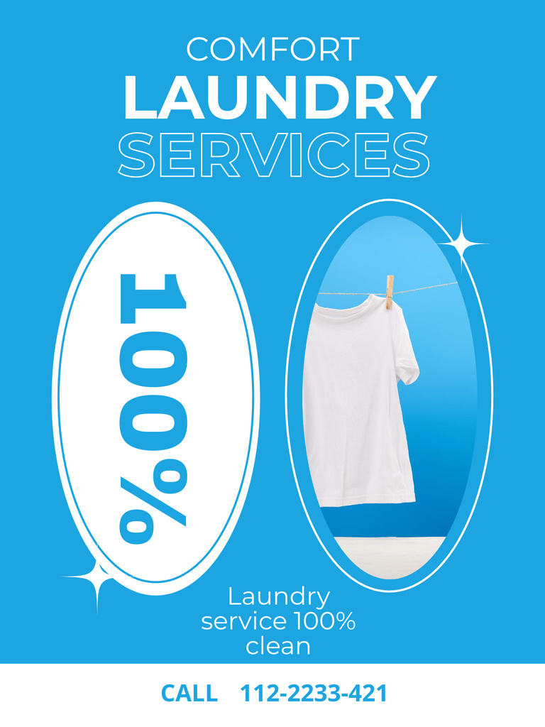 Comfortable Laundry Service Offer Poster US Design Template