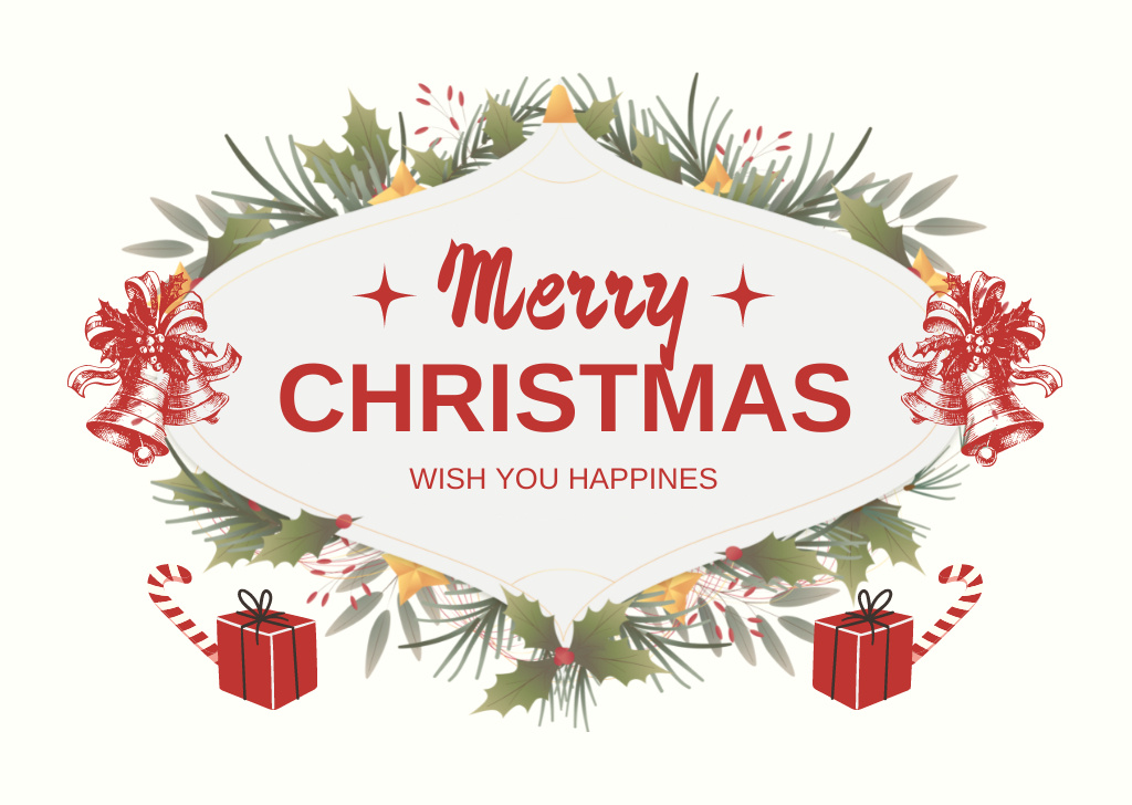 Christmas Cheers with Bells and Twigs Card Tasarım Şablonu