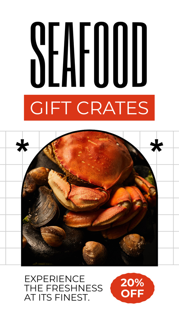 Discount on Seafood with Crab Instagram Story Πρότυπο σχεδίασης