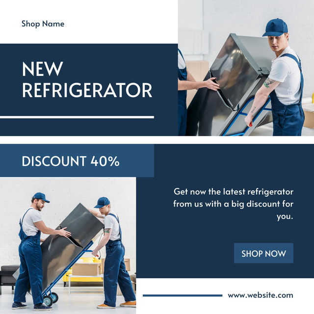 Plantilla de diseño de New Refrigerator Discount Announcement Instagram 
