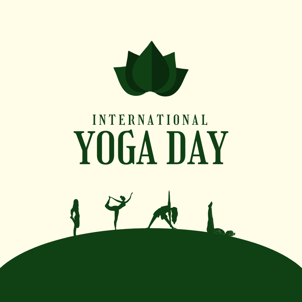 International Yoga Day Announcement With Exercises Instagramデザインテンプレート