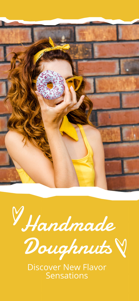 Young Woman Offering Hand Baked Donuts Snapchat Geofilter Šablona návrhu