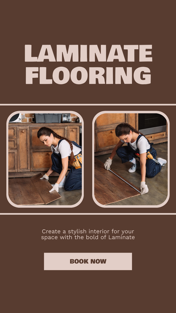 Easy And Fast Laminate Floor Installation Service Offer Instagram Story Πρότυπο σχεδίασης