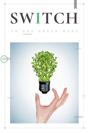 Plantilla de diseño de Concepto de tecnologías ecológicas con bombilla de luz verde Tumblr 