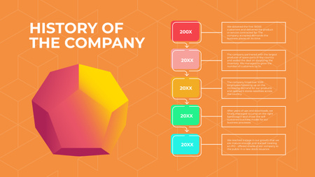 Platilla de diseño History of the Company on Orange Timeline