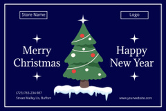 Merry Christmas and Happy New Year Wishes with Decorated Fir