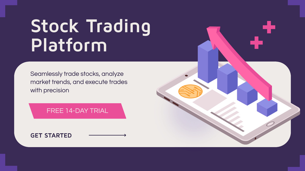 Designvorlage Free Trial of Stock Trading Platform für Title 1680x945px