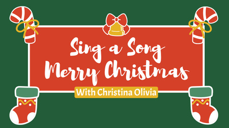 Yeşil Şarkı Söyleyen Noel Kutlaması Youtube Thumbnail Tasarım Şablonu