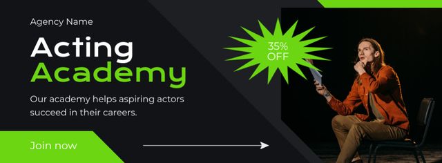 Plantilla de diseño de Acting Agency Services Ad at Discount Facebook cover 