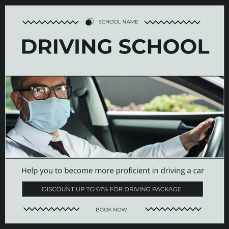 Plantilla de diseño de Oferta de curso de conducción de vehículos económico en la escuela Instagram AD 