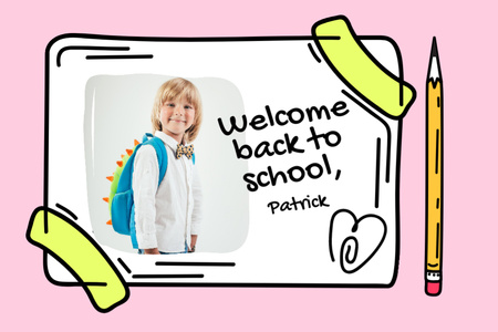 Back to School Personal Greeting with Doodle Illustration Postcard 4x6in Design Template