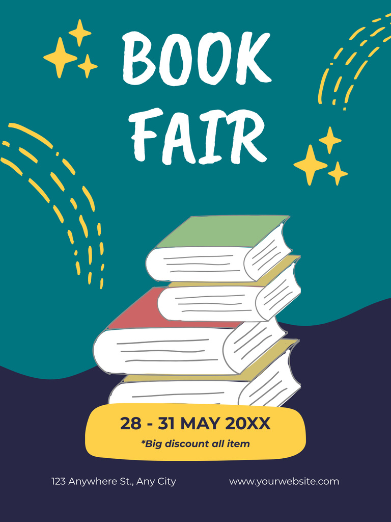 Inviting You to a Book Fair Poster US Design Template