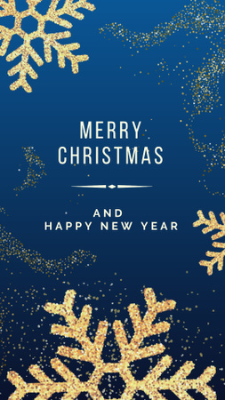 Christmas Wishes with Golden Snowflakes Instagram Story Design Template