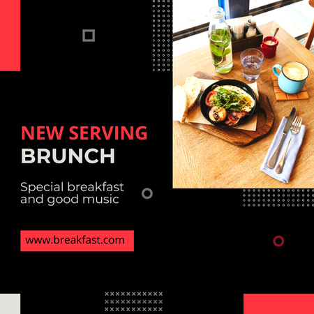 New Serving Brunch Announcement with Special Breakfast  Instagram Design Template