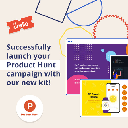 Designvorlage Product Hunt Launch Kit bietet Bildschirm für digitale Geräte für Instagram