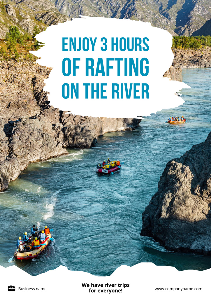 People Rafting on River in Scenic Mountains Poster B2 Πρότυπο σχεδίασης