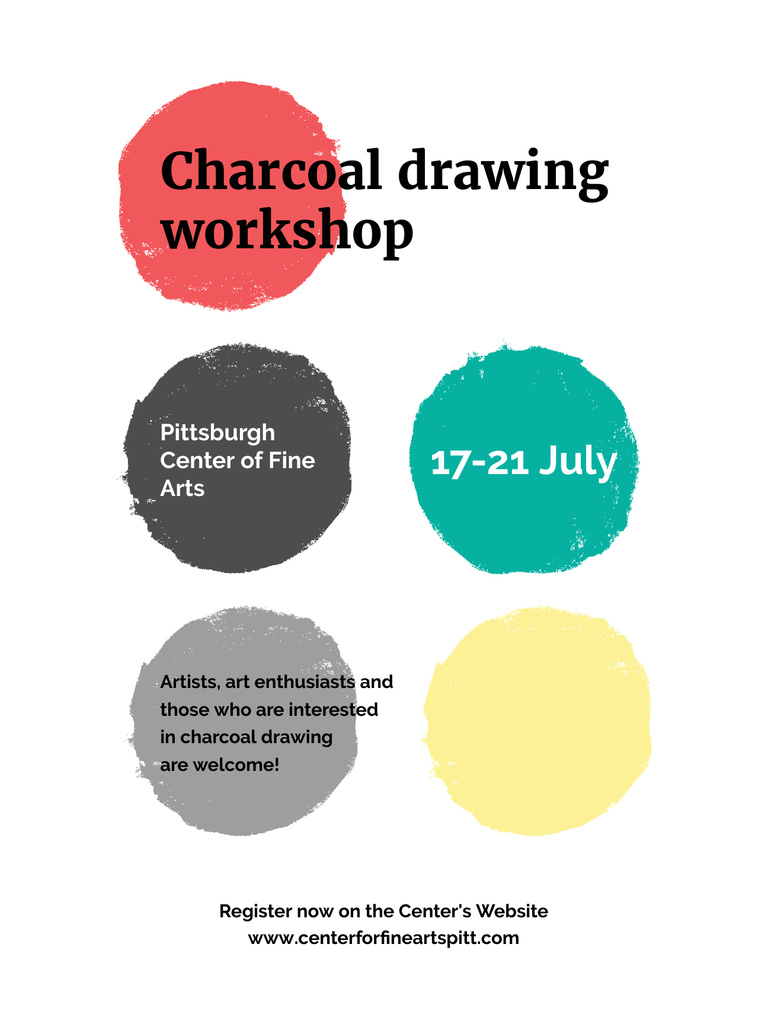 Charcoal Drawing Workshop Event Announcement Poster USデザインテンプレート