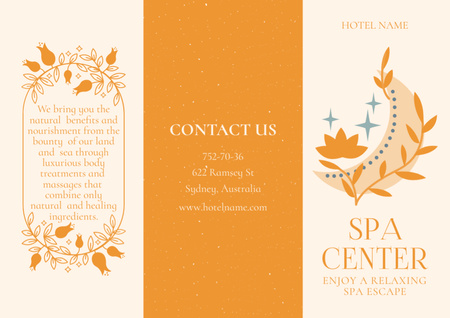 Ontwerpsjabloon van Brochure van Spa-serviceaanbieding met bloemenornament