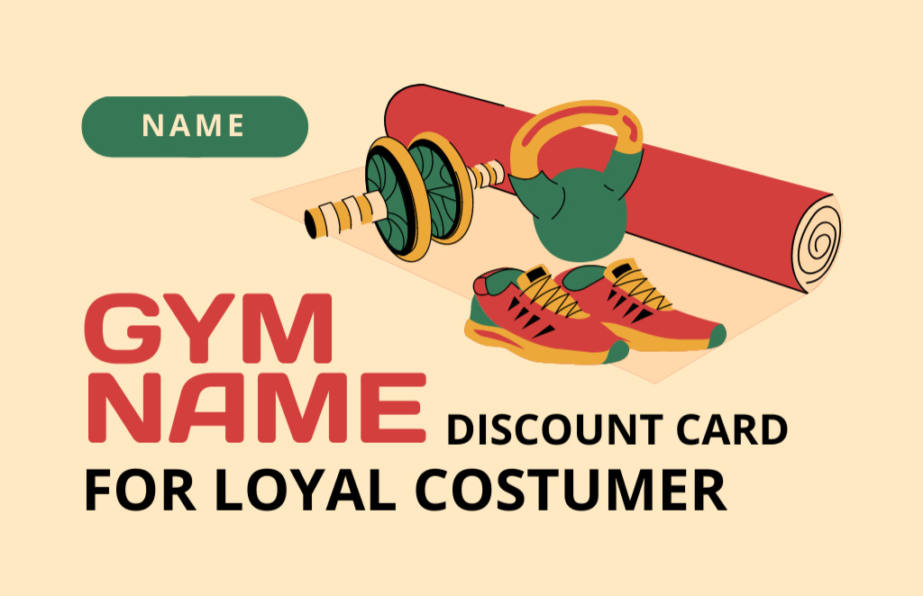 Gym Trainings Loyalty Program Business Card 85x55mm Πρότυπο σχεδίασης