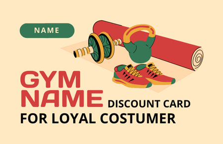 Gym Trainings Loyalty Program Business Card 85x55mm – шаблон для дизайну