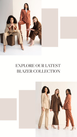 Fashion Ad with Attractive Women in Elegant Suits Instagram Video Story Design Template