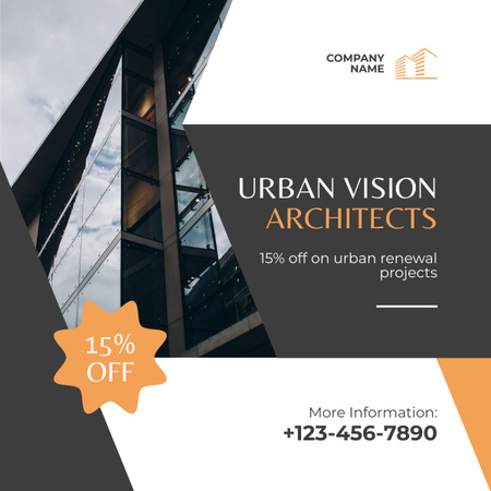 Serviços de Arquitetura com Visão Urbana e Oferta de Descontos LinkedIn post Modelo de Design