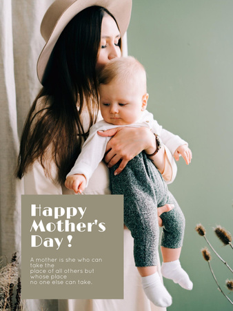 Happy Mother's Day Greeting with Happy Young Mom Poster USデザインテンプレート