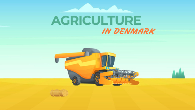 Harvester working in field Full HD video Design Template
