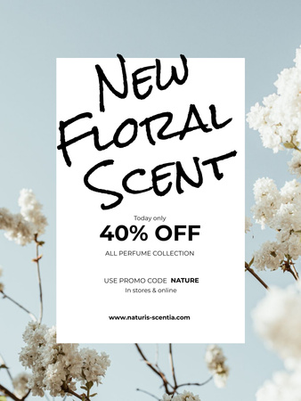 Ontwerpsjabloon van Poster US van Perfume Offer with Flowers