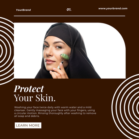 Woman Using Jade Roller for Facial Massage Instagram Design Template