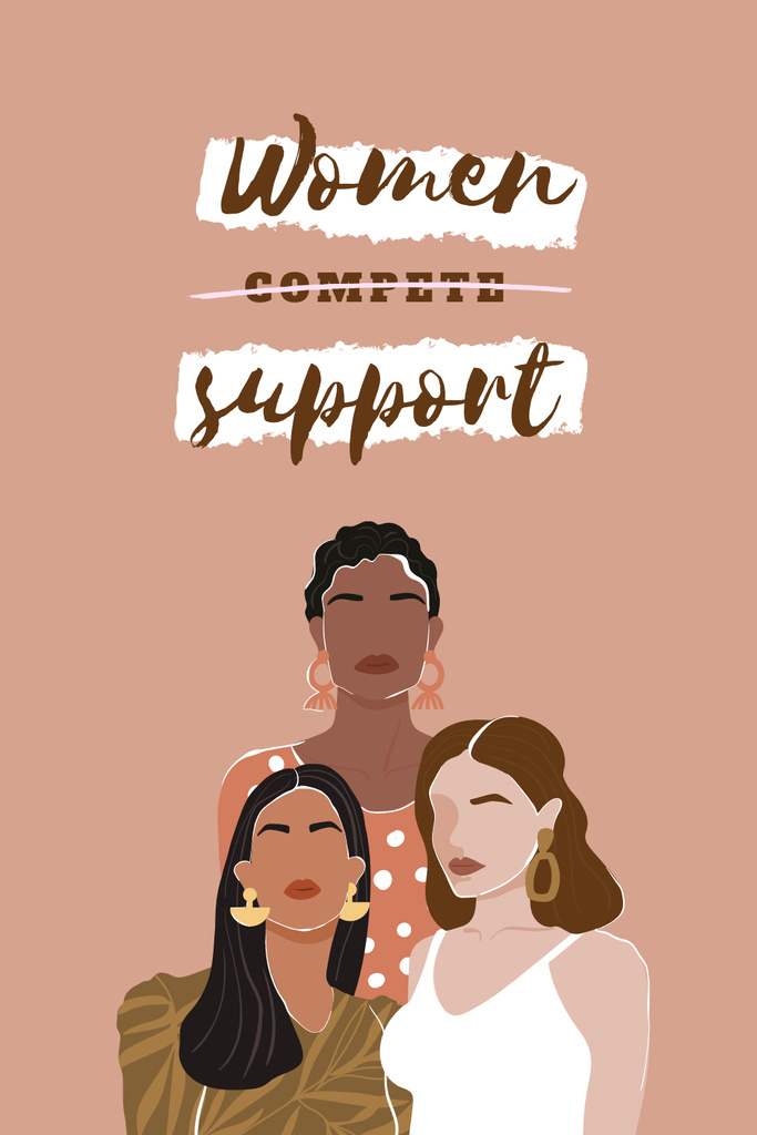 Designvorlage Girl Power Inspiration with Diverse Women für Pinterest