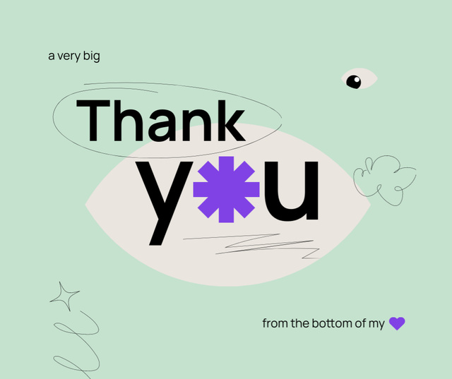 Thank You Expression on Green Facebook Design Template