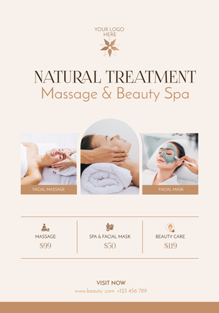 Beautiful Woman Having Face Massage In Spa Salon Poster 28x40in Modelo de Design