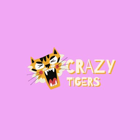 Sport Club Emblem with Roaring Tiger Logo Design Template