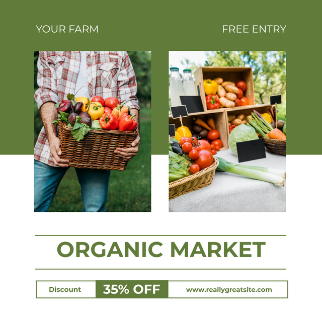 Designvorlage Collage with Discount on Organic Farm Products für Instagram AD