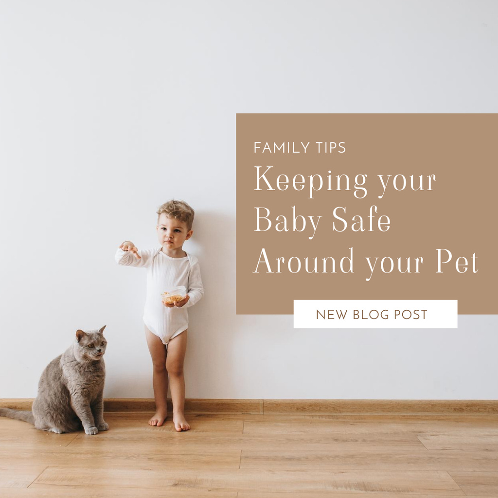 Ontwerpsjabloon van Instagram van Family Tips for Child and Pet Safety