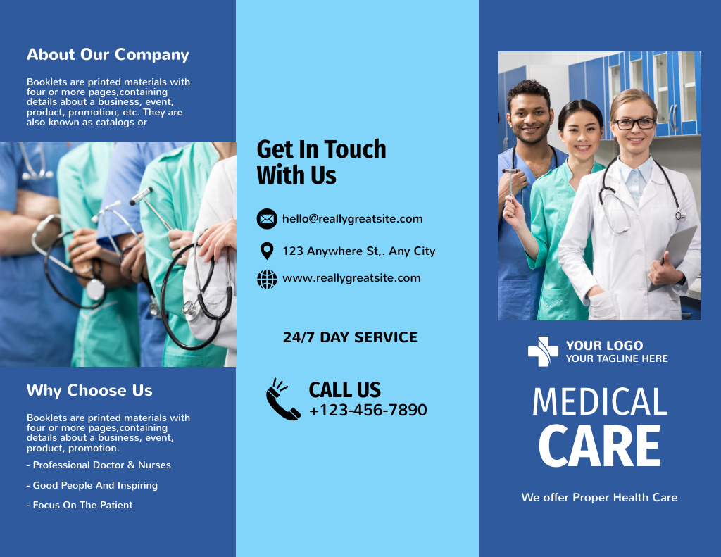Medical Center Services Offer with Young Doctors Brochure 8.5x11in Modelo de Design