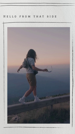 Travel Inspiration with Young Woman on Mountains Landscape TikTok Video tervezősablon
