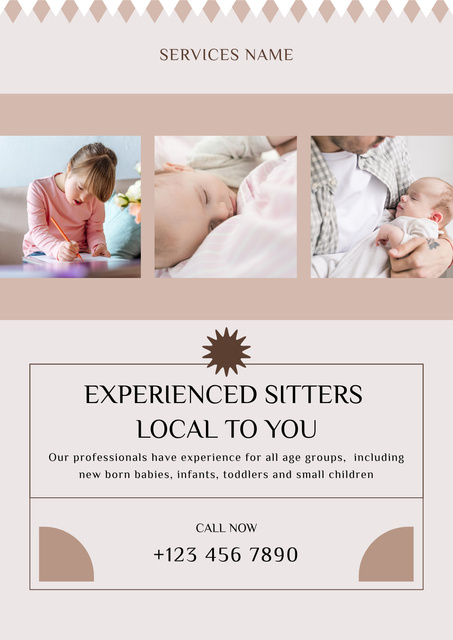 Patient Babysitting Services Offer Poster – шаблон для дизайна