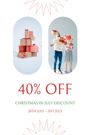Christmas Discount in July with Happy Family Flyer 4x6in Design Template