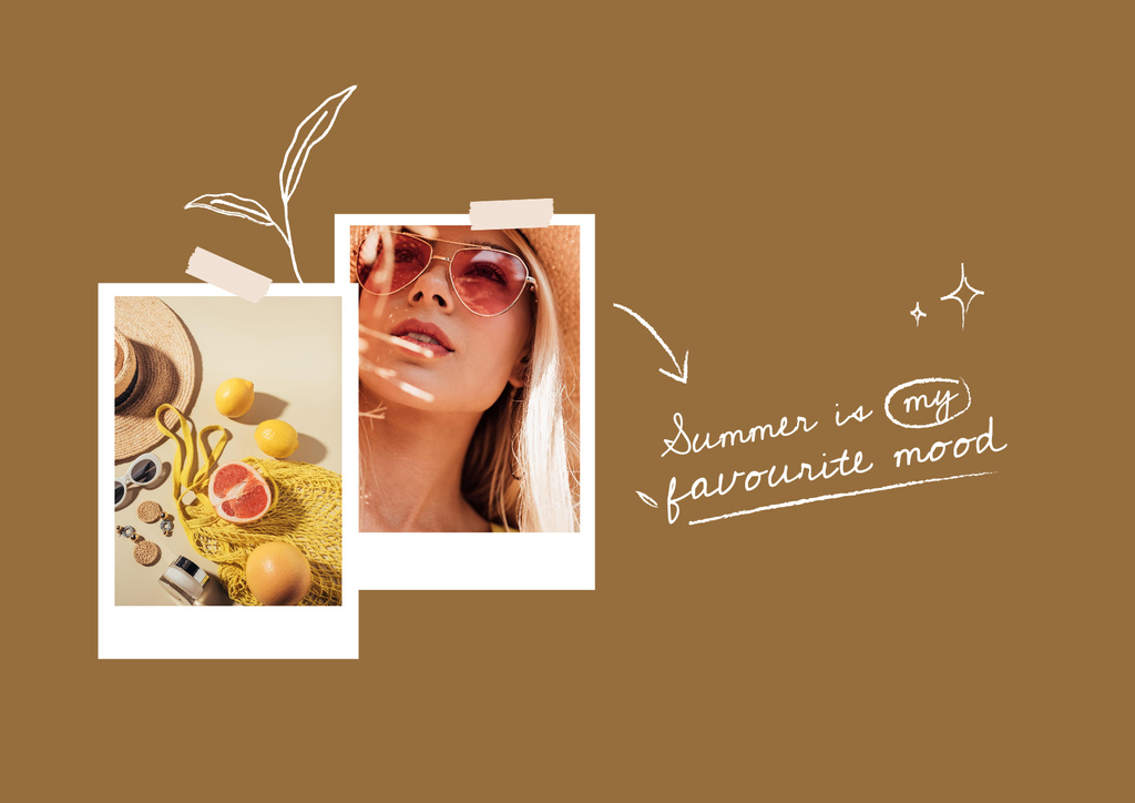 Template di design Beautiful Young Woman on Summer Mood Collage Poster A2 Horizontal