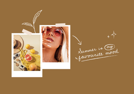 Красива молода жінка на літній настрій колаж Poster A2 Horizontal – шаблон для дизайну