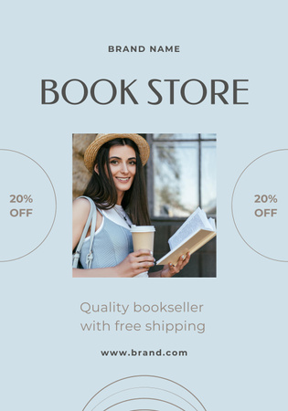 Young Woman Reading Book Poster 28x40in Design Template
