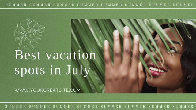 Template di design Summer Travel Offer with Woman in Tropical Leaves Full HD video