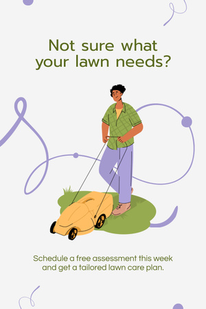 Designvorlage Premium Rasenpflege mit Gratis-Begutachtungsangebot für Pinterest