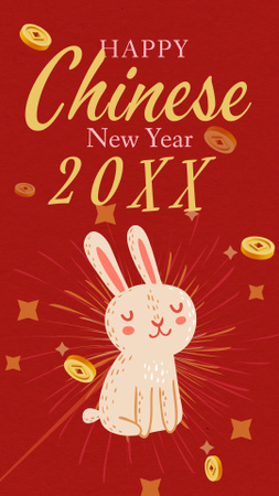 Plantilla de diseño de Conejo chino año nuevo Instagram Video Story 