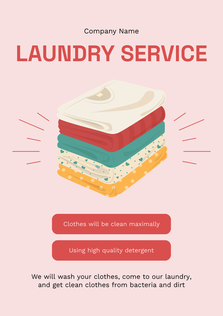 Laundry Service Offer on Pink Poster – шаблон для дизайну