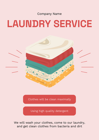 Oferta de serviço de lavanderia em rosa Poster Modelo de Design
